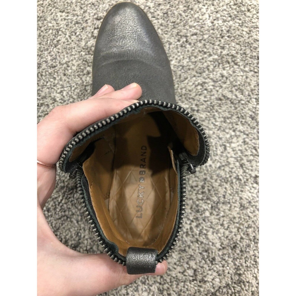 Lucky Brand Bootie Metallic 6.5 Silver Leather - Picture 7 of 8